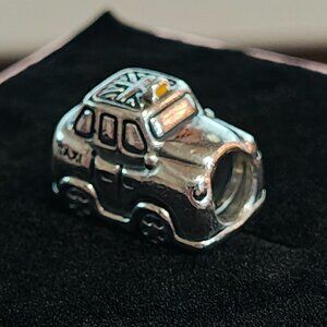 Authentic Pandora Taxi Travel Charm 791221EN20 Silver & Yellow Enamel